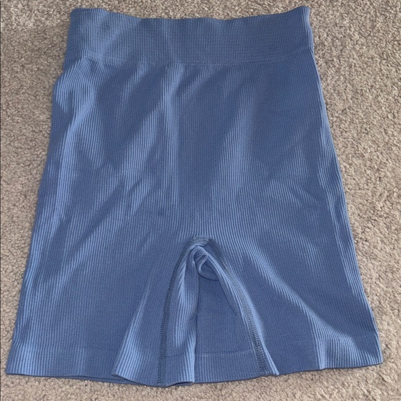 Blue Ribbed Biker Shorts - Picture 2 of 3